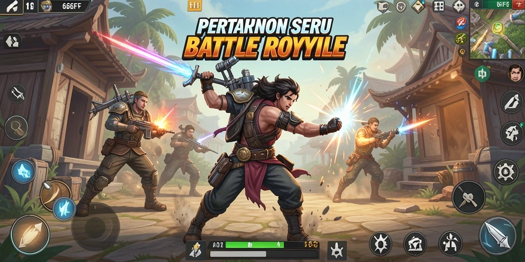Tangkapan layar dari gameplay seru di 666FF, menunjukkan aksi Battle Royale.