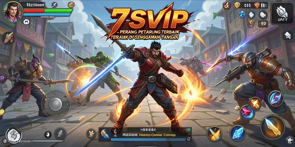 Tangkapan layar gameplay 7SVIP menampilkan pertarungan menegangkan dengan karakter ikonik.