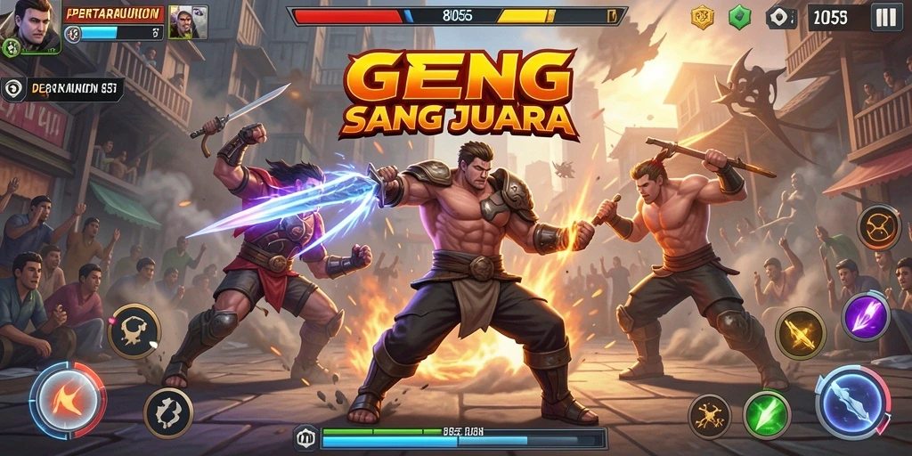 Screenshot game 8055 menampilkan aksi pertarungan seru dengan karakter unik.
