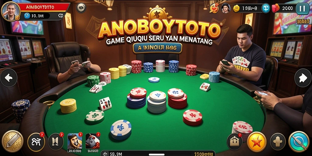 Tampilan gameplay seru dalam ANOBOYTOTO yang menampilkan pertandingan QiuQiu.