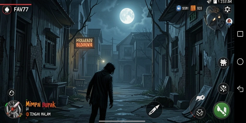 Gameplay menakutkan dengan suasana mencekam dan makhluk menyeramkan.