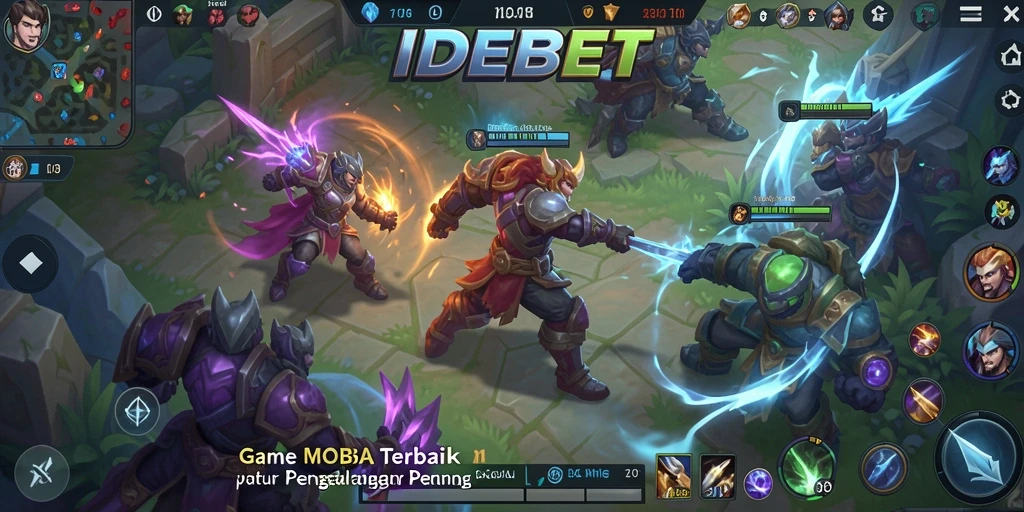Tangkapan layar pertarungan epik dalam game MOBA IDEBET.