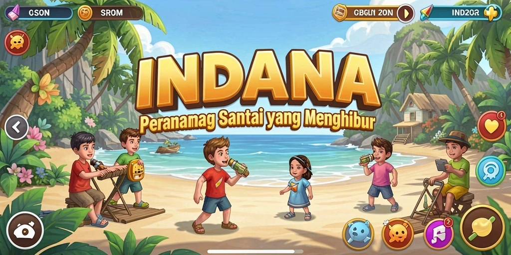 Tampilan gameplay INDAAA yang penuh warna dan menantang.