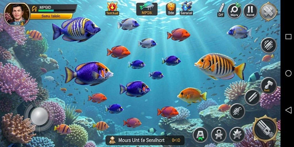 Tampilan gameplay seru dari MPOID saat menembak ikan.
