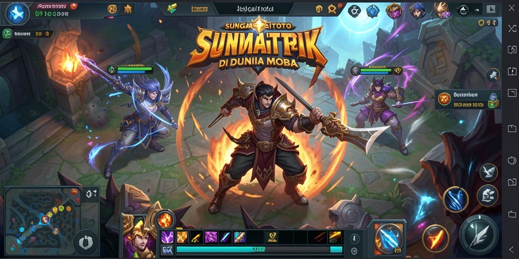 Tangkapan layar utama SUNGAITOTO menampilkan aksi pertempuran seru dalam mode MOBA.