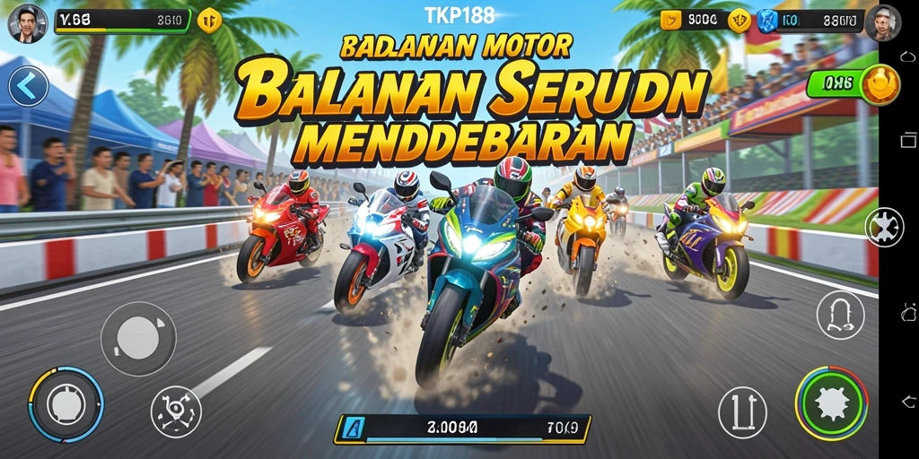 Gameplay mendebarkan dari TKP188 dengan motor balap yang cepat.